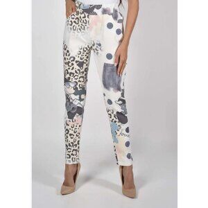 Frank Lyman Mickey Mouse Stretch Pant Disney L Novelty White Black Blue Casual